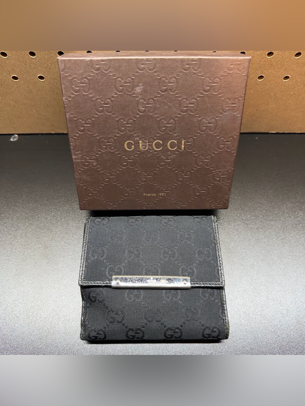 Gucci GG Black Canvas French Wallet